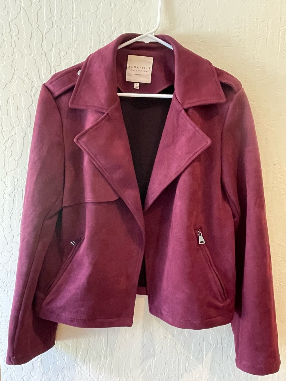 bagatelle Wine Suede Moto Blazer